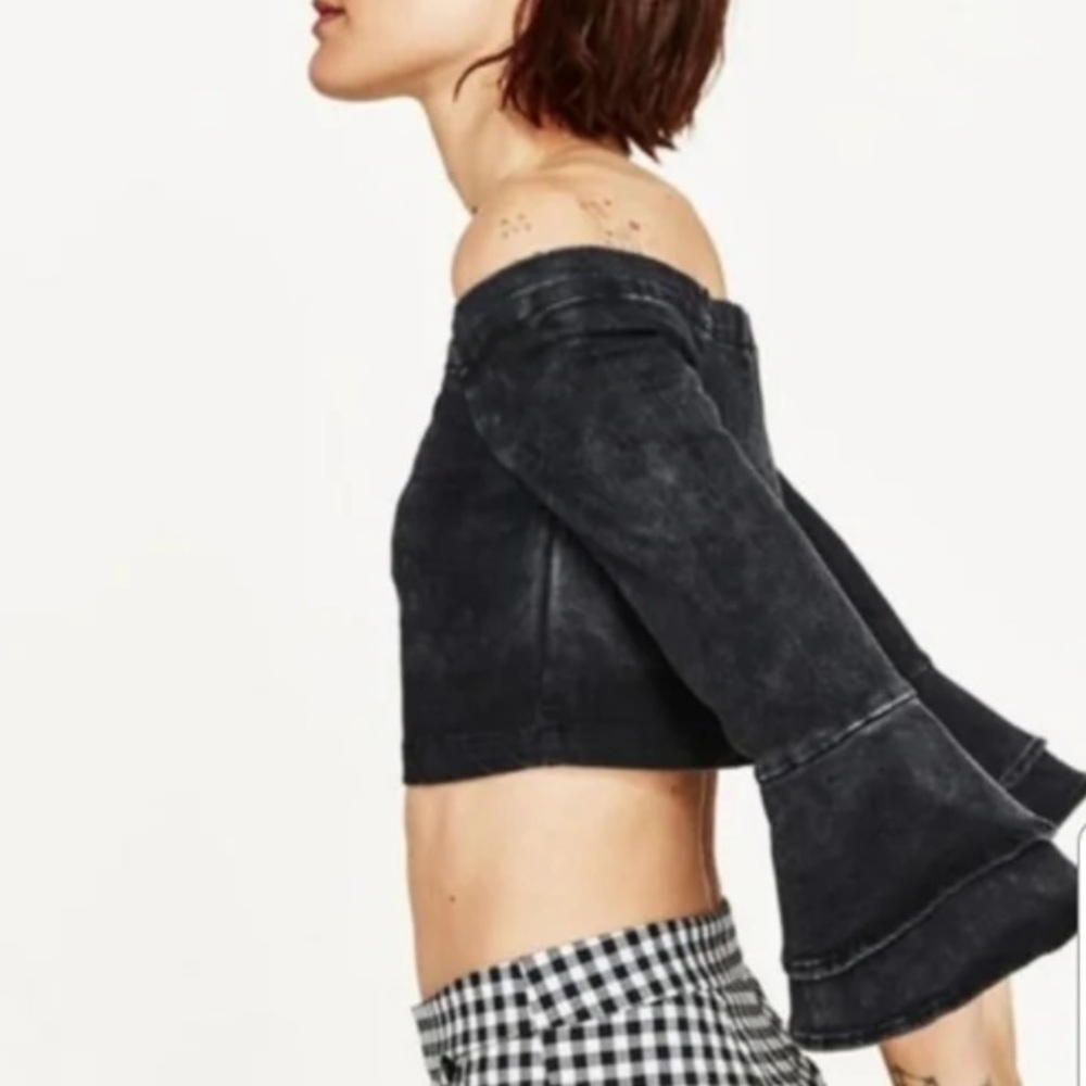 ZARA WOMEN OFF THE SHOULDER DENIM TOP (388)